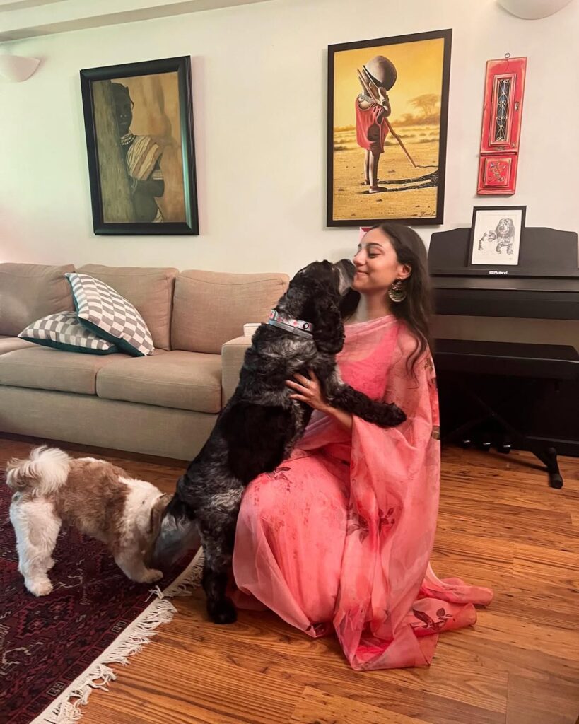 Atiya Tara Nayak with her pet dogs